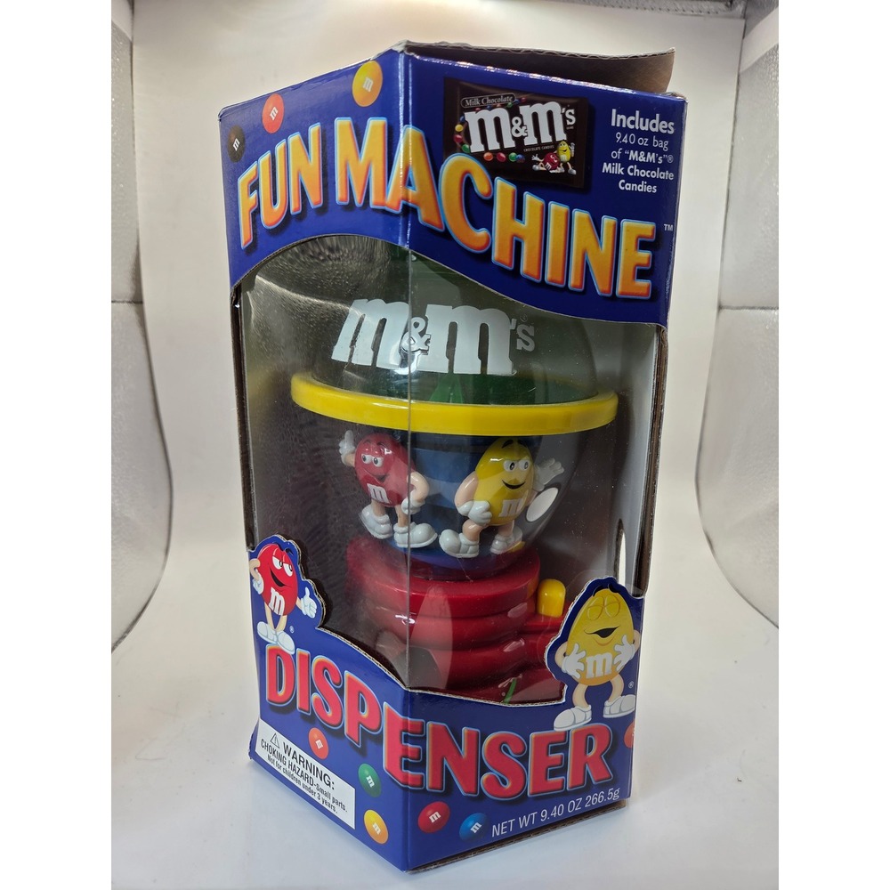 M&M's Fun Machine Candy Dispenser Red Yellow Characters Spinning Spiral 9 Inch